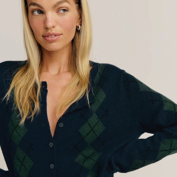 Reformation Sweaters - Reformation Clara Argyle Cardigan